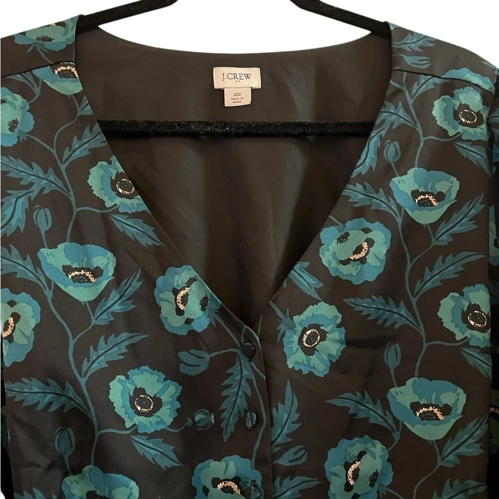 J.CREW luxurious blue-green & black peplum long sleeve top / jacket